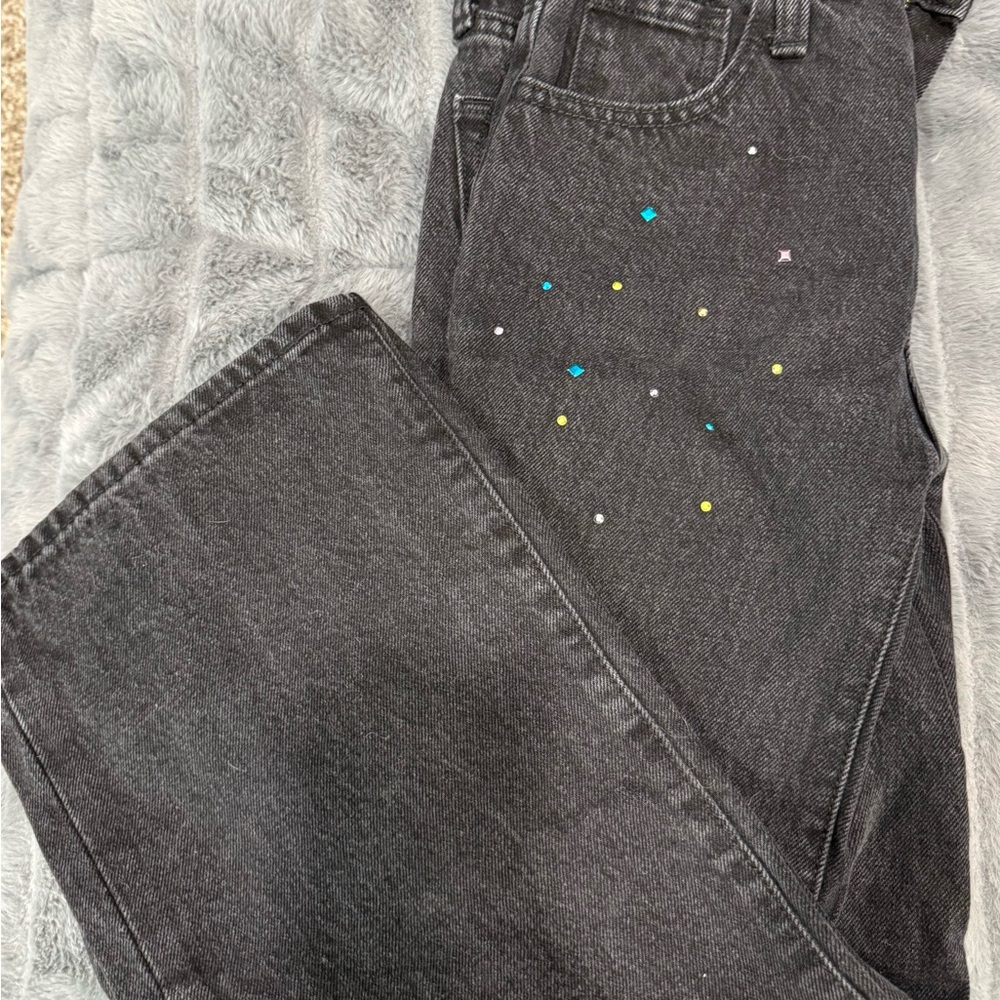 Stylish Black Embellished Kids Jeans
